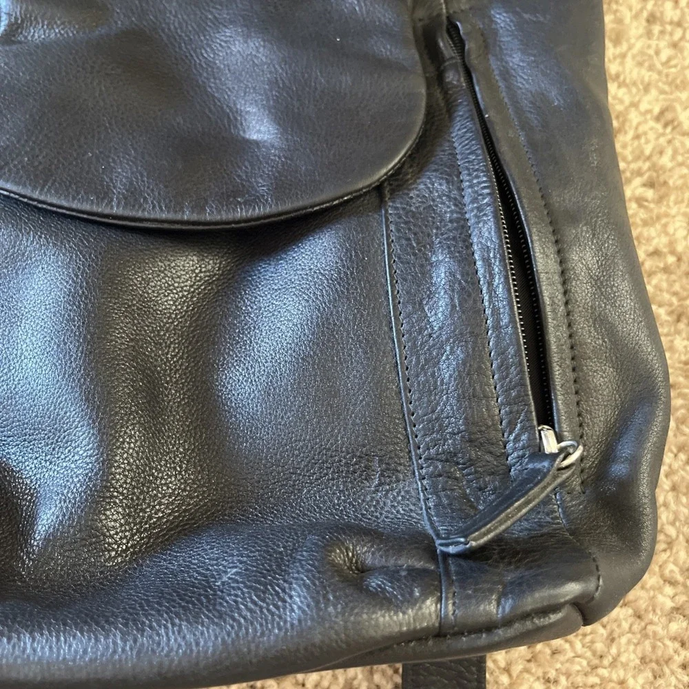 GREAT AMERICAN LEATHERWORKS Black Genuine Leather Organizer‎ Backpack NWOT